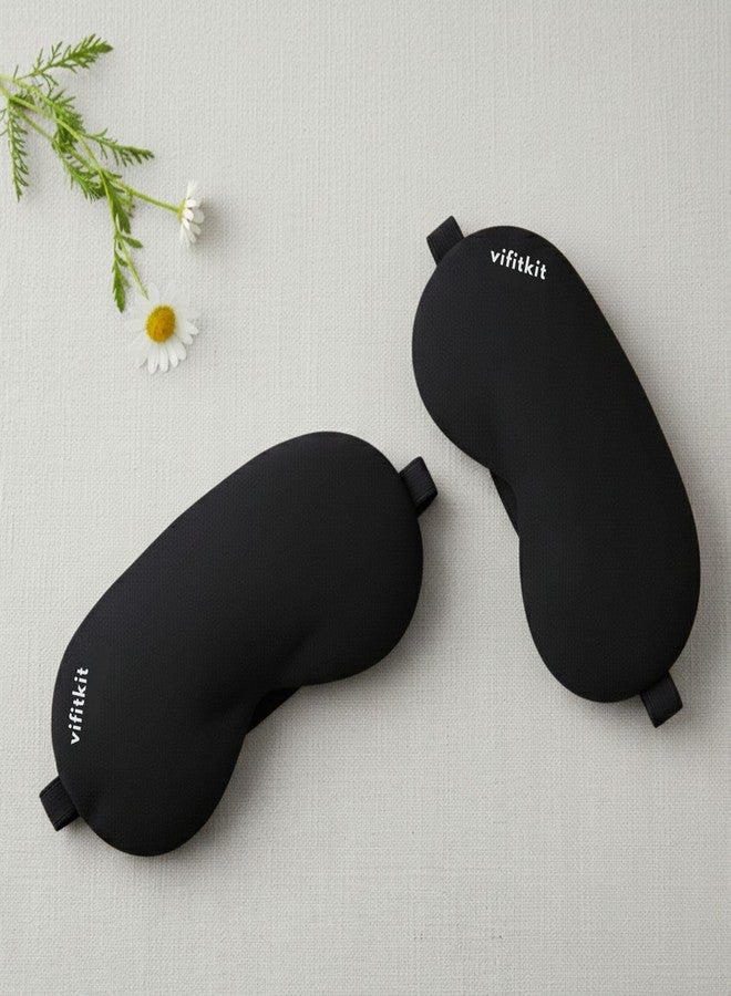 Vifitkit VFK by Xtrim Eye Mask for Sleeping with Adjustable Strap, Premium Sleeping Mask for Men, Women and Kids, Blind Fold for Comfortable Sleep, Travelling Sleep Mask, Sleeping Eye Mask (Pack of 2, Black) - Image 1