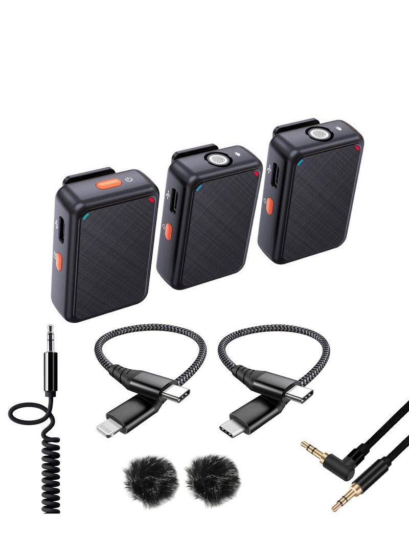 Mi techo 2.4G Wireless Lavalier Microphone System, 1 for 2 Live Noise Cancelling Clip On Mic for Mobile Phone and Camera Live Outdoor Interview Conference Recording - Image 1