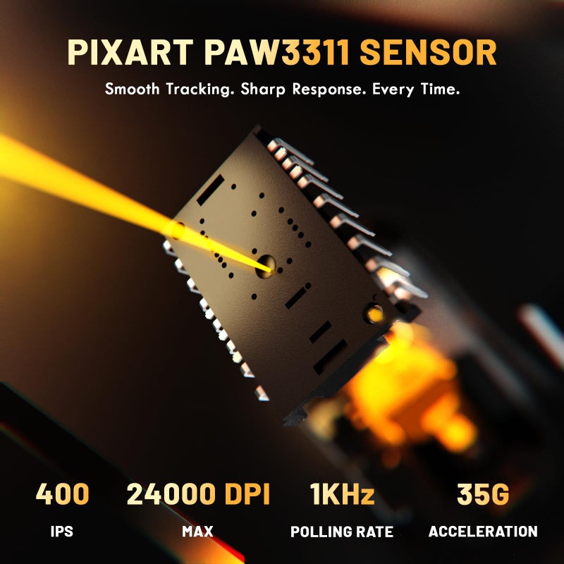 MAGIC-REFINER X2 Superlight Wireless Gaming Mouse,BK3633 Tri-Mode BT/2.4G Wireless/Wired Mouse with Grip Tape,25000DPI,1000Hz Polling Rate,500mAh,Large Size,5 Programmable Buttons for Pc/Mac,Black PRO - Image 3