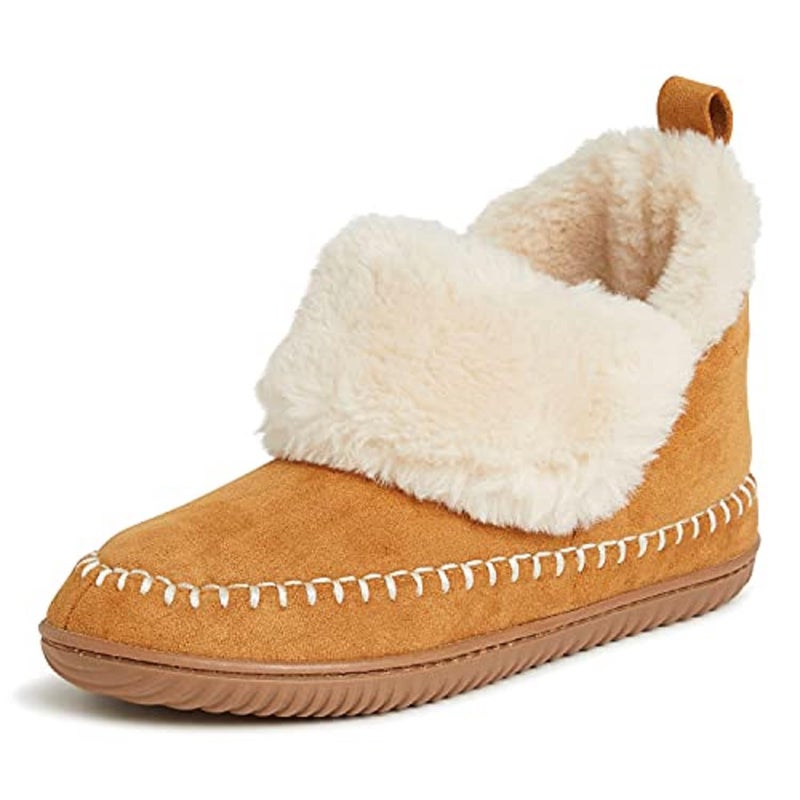 Dearfoams Womens Alpine Moritz Outdoor Arch Support House Shoe Bootie Slipper Whiskey 67