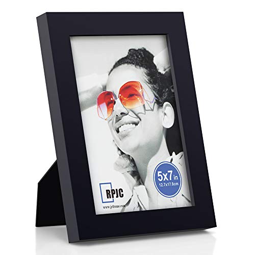 RPJC 5x7 Picture Frames Made of Solid Wood High Definition Glass for Table Top Display and Wall Mounting Photo Frame Black - Image 1