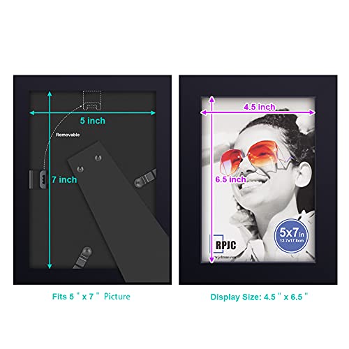 RPJC 5x7 Picture Frames Made of Solid Wood High Definition Glass for Table Top Display and Wall Mounting Photo Frame Black - Image 4