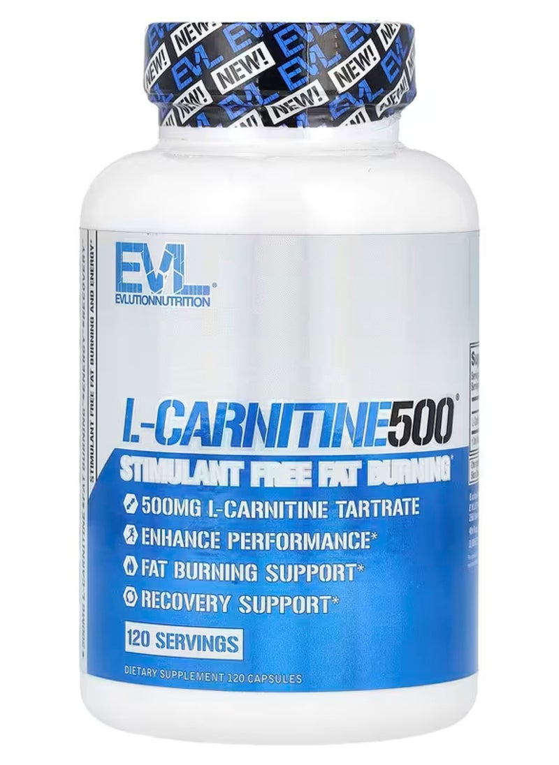 EVLUTION NUTRITION Evolution Nutrition, L-Carnitine500®, 500 mg, 120 Capsules 