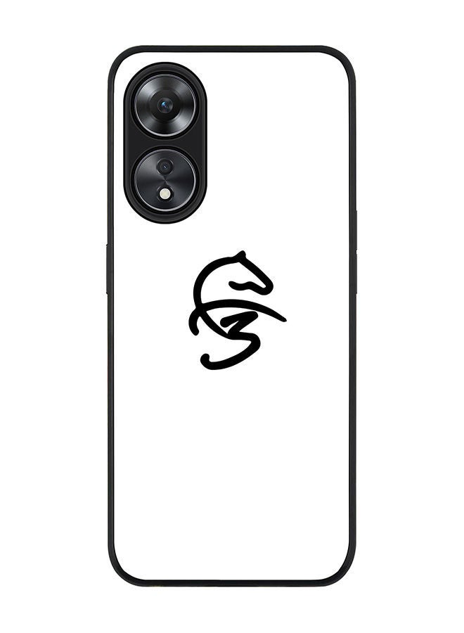 Stylizedd حافظة سوداء متينة لهاتف Oppo A78 5G / Oppo A58 5G - حافظة مرنة رقيقة من TPU مع حواف مطاطية مضادة للسقوط - رمز فاز3 أبيض - Image 1