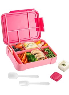TYCOM Lunch Box for Kid, Bento Box Children, School Children's Lunch Box with Compartments, Leak-proof Lunch Box for Girls and Boys, Snack Box (Red Pink)  - Image 1