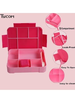 TYCOM Lunch Box for Kid, Bento Box Children, School Children's Lunch Box with Compartments, Leak-proof Lunch Box for Girls and Boys, Snack Box (Red Pink)  - Image 2