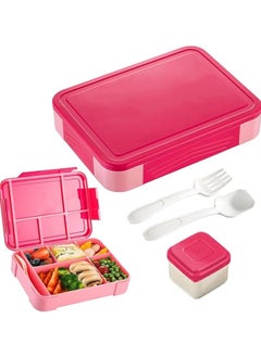 TYCOM Lunch Box for Kid, Bento Box Children, School Children's Lunch Box with Compartments, Leak-proof Lunch Box for Girls and Boys, Snack Box (Red Pink)  - Image 3