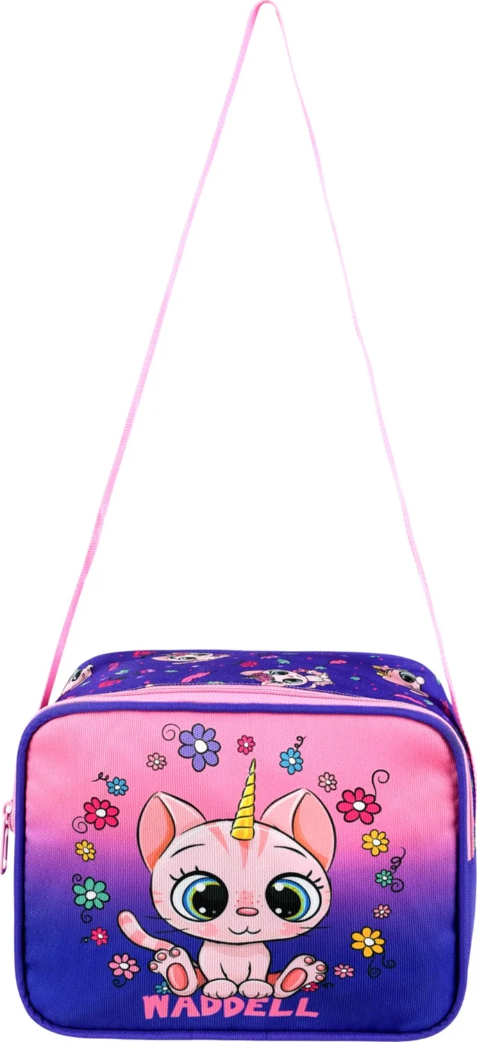 Waddell Licensed Purple Pink Cat Patterned Primary School Girl Backpack and Lunch Bag