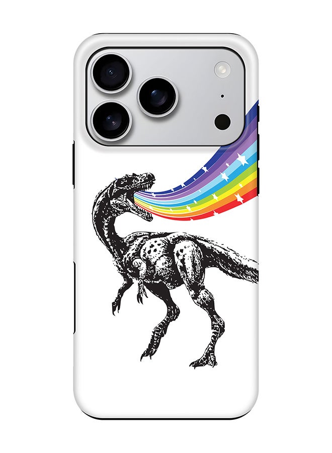 Stylizedd Tough Pro Magnetic Case for iPhone 17 Pro, Dual Layer hybrid PC + TPU Mobile Cover Matte - Rainbow Dino