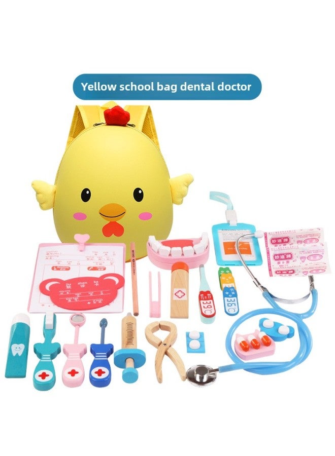 Little Doctor Role Play Stethoscope Doctor Toy Children's Schoolbag Medical Case Nurse Injection Simulation Play-House-Color:TL-bag Dentist Yellow - Image 1