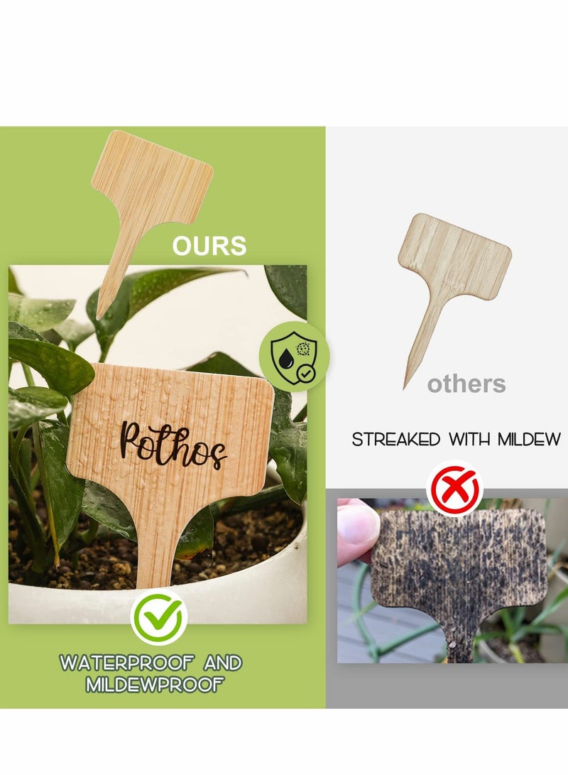 واي آند دي Plant Labels, 100pcs Tags Garden Markers, Plastic T-Type with Marker Pen, Waterproof Signs for Outdoor Plants Potted (3.9” x 2.4” ) - Image 2