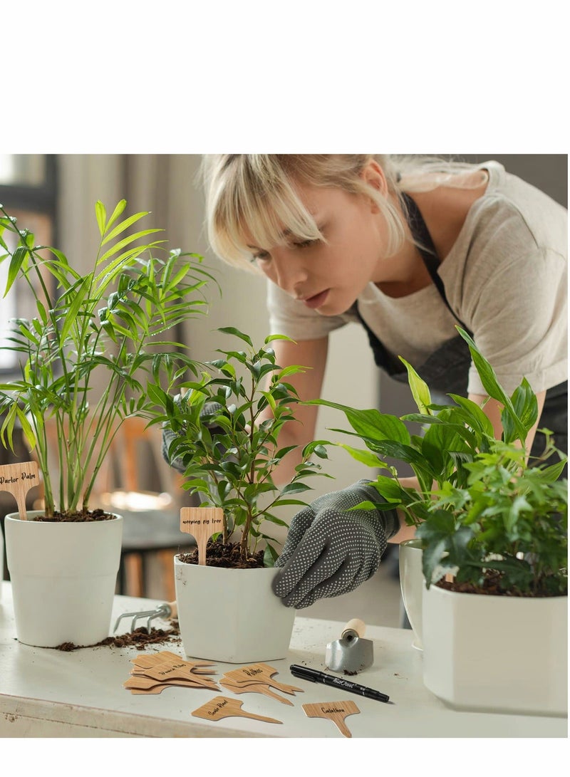 واي آند دي Plant Labels, 100pcs Tags Garden Markers, Plastic T-Type with Marker Pen, Waterproof Signs for Outdoor Plants Potted (3.9” x 2.4” ) - Image 4
