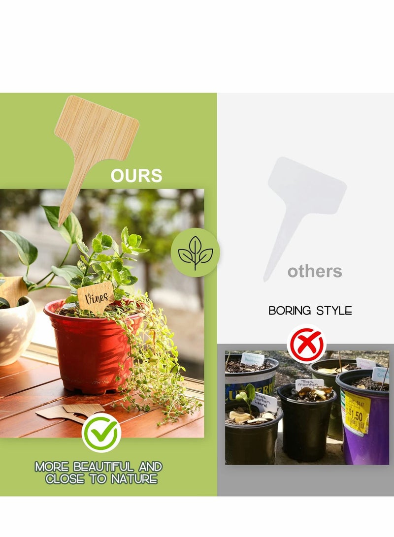 واي آند دي Plant Labels, 100pcs Tags Garden Markers, Plastic T-Type with Marker Pen, Waterproof Signs for Outdoor Plants Potted (3.9” x 2.4” ) - Image 3