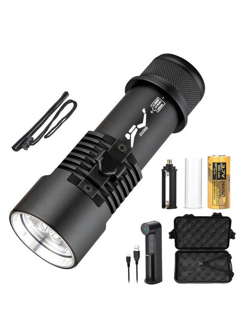 Scuba Diving Flashlight 6000 Lumen Dive Torch 4 Modes Waterproof Diving Safety Lights Underwater 80m Submarine Lights with Rechargeable Battery for Deep Sea Cave at Night