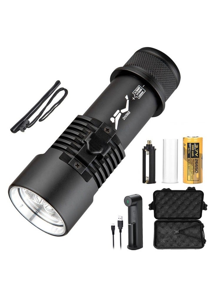 Y&D Scuba Diving Flashlight 6000 Lumen Dive Torch 4 Modes Waterproof Diving Safety Lights Underwater 80m Submarine Lights with Rechargeable Battery for Deep Sea Cave at Night - Image 1
