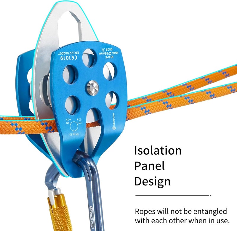 Newdoar 30 KN CE Certified Large Rescue Pulley Single/Double Sheave with Swing Plate - Image 3