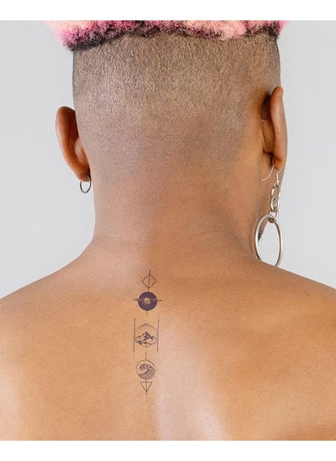 Inkbox Temporary Tattoos, Semi-Permanent Tattoo, One Premium Easy Long Lasting, Water-Resistant Temp Tattoo with For Now Ink - Lasts 1-2 Weeks, Line of Time, 5 x 2 in