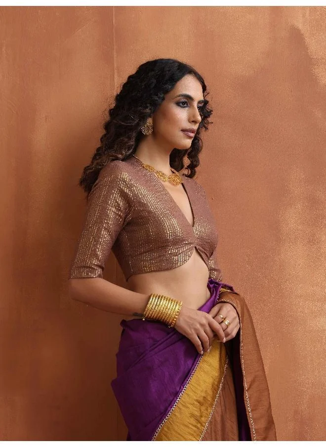 trueBrowns Brown Gold Lurex Blouse