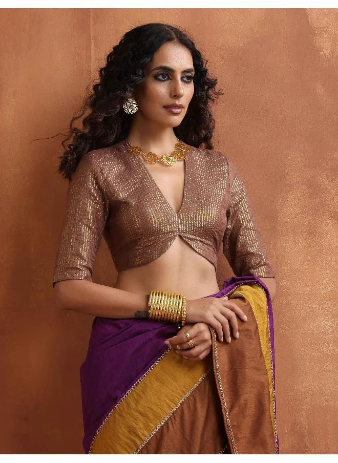 trueBrowns Brown Gold Lurex Blouse