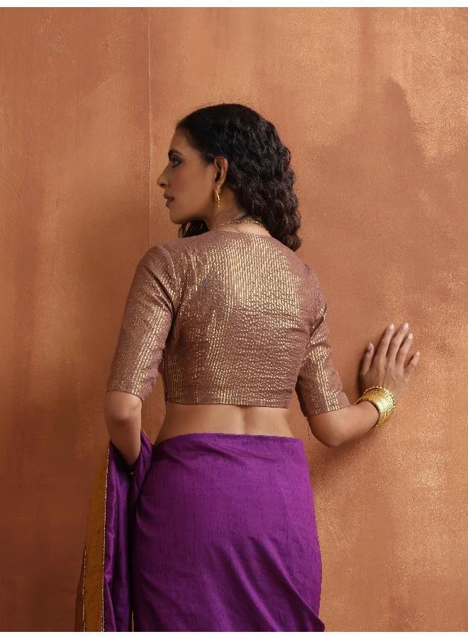 trueBrowns Brown Gold Lurex Blouse