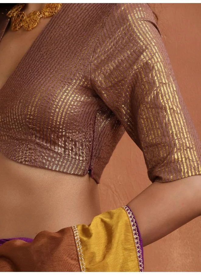 trueBrowns Brown Gold Lurex Blouse