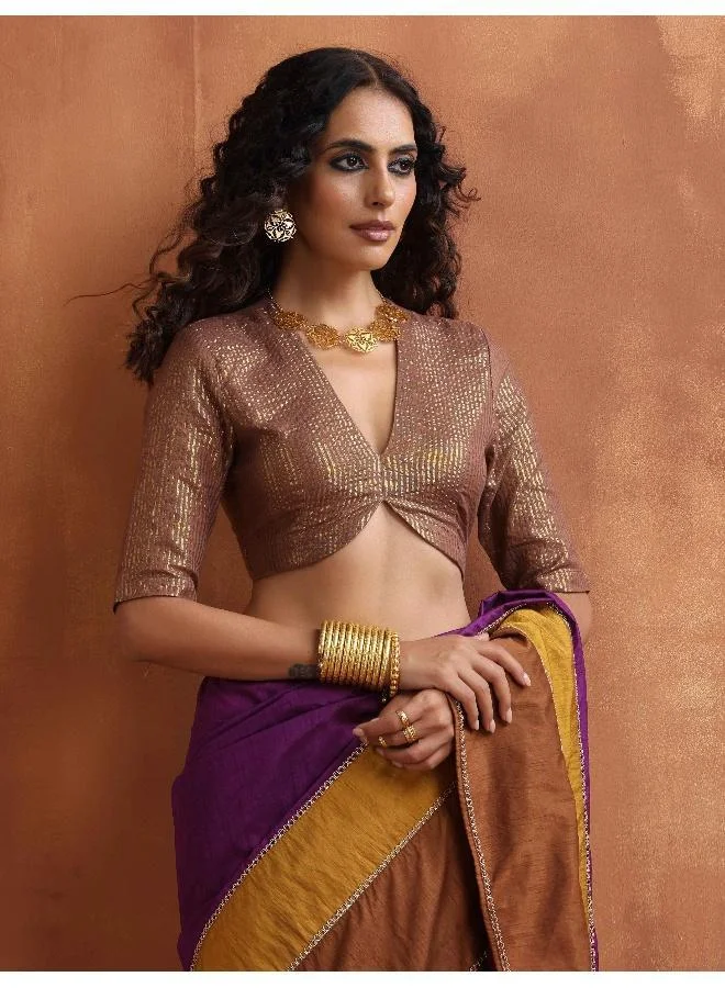 trueBrowns Brown Gold Lurex Blouse