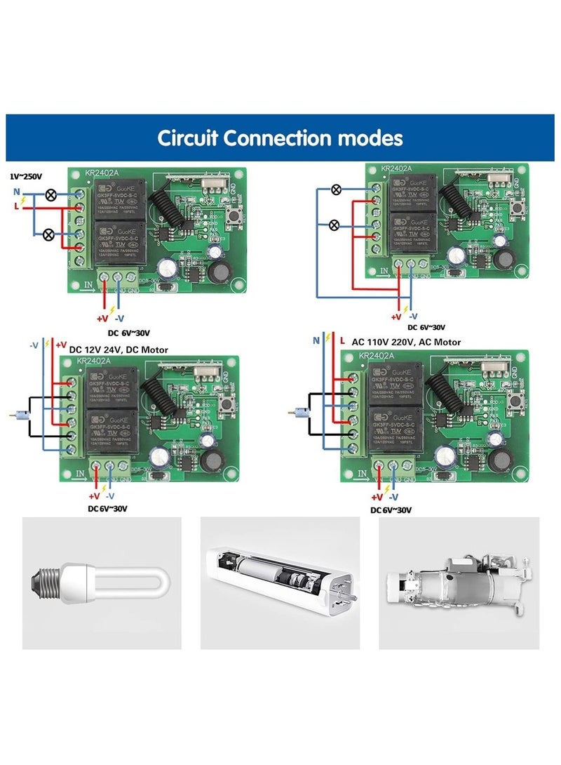 نظام التحكم عن بعد Rf 433 ميجا هرتز عالمي لاسلكي لتقوم بها بنفسك مفتاح ذكي تيار مستمر 5 فولت ~ 30 فولت 2CH جهاز استقبال مرحل الترددات اللاسلكية وجهاز إرسال طويل المدى - Image 4