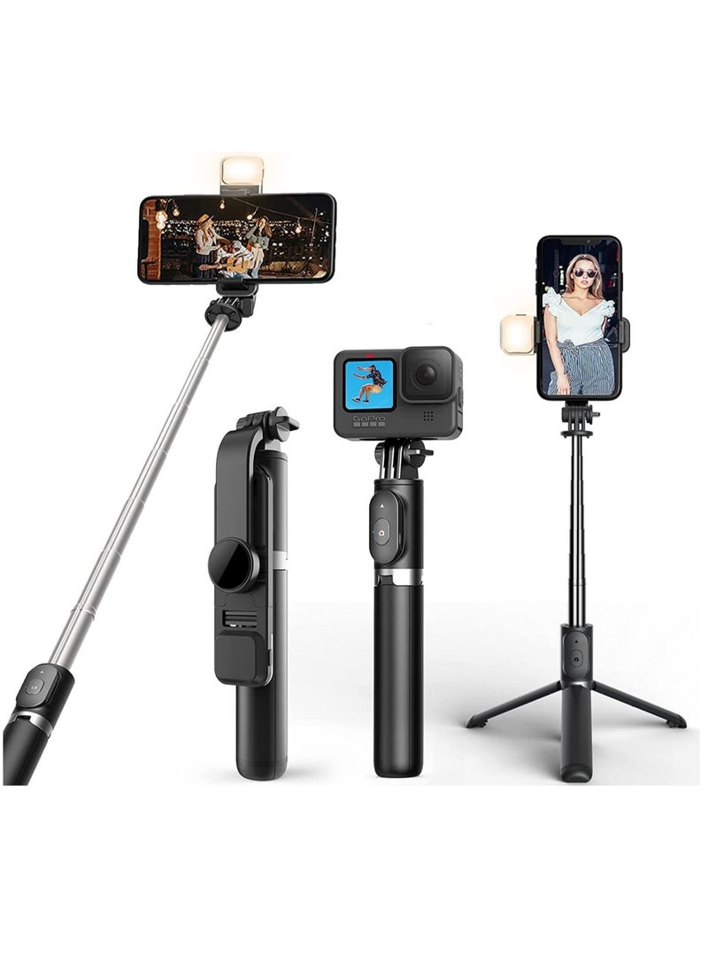 ELTRAZONE Mobilife Selfie Stick with Light,Long Selfie Stick with Tripod Stand 104cm Plus,Bluetooth Mobile Selfie Stick for Mobile Phone, Makeup,Vlogging,Youtube,Live,Iphone/Mi/Vivo/Oppo/Samsung,Black  - Image 1