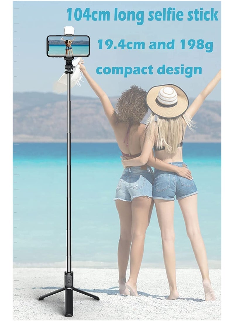 ELTRAZONE Mobilife Selfie Stick with Light,Long Selfie Stick with Tripod Stand 104cm Plus,Bluetooth Mobile Selfie Stick for Mobile Phone, Makeup,Vlogging,Youtube,Live,Iphone/Mi/Vivo/Oppo/Samsung,Black  - Image 5