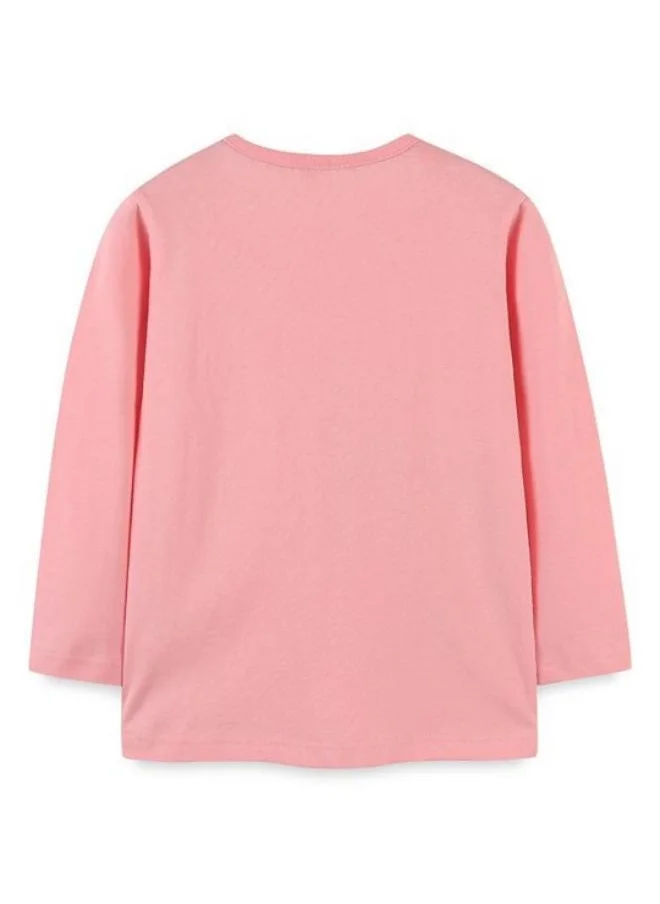 YUNIQEE Pink Printed Long Sleeve Crew Neck T-Shirt