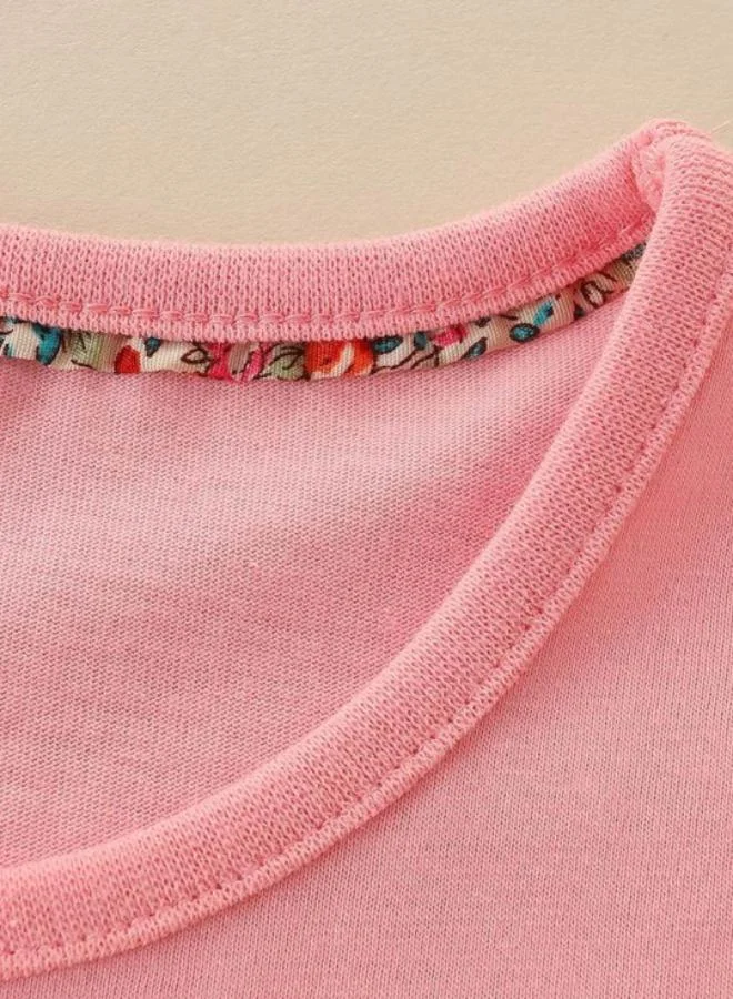 YUNIQEE Pink Printed Long Sleeve Crew Neck T-Shirt