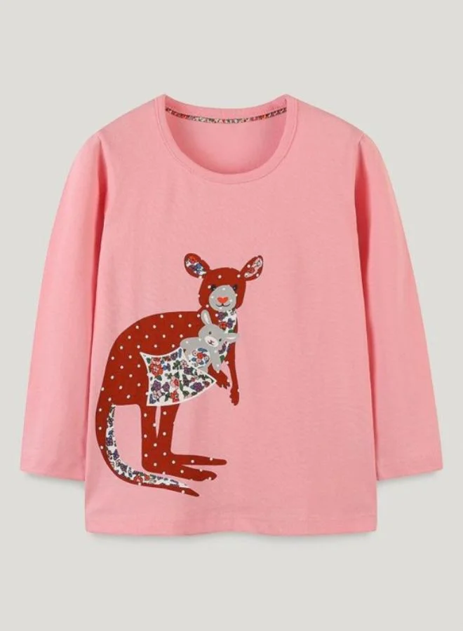 YUNIQEE Pink Printed Long Sleeve Crew Neck T-Shirt