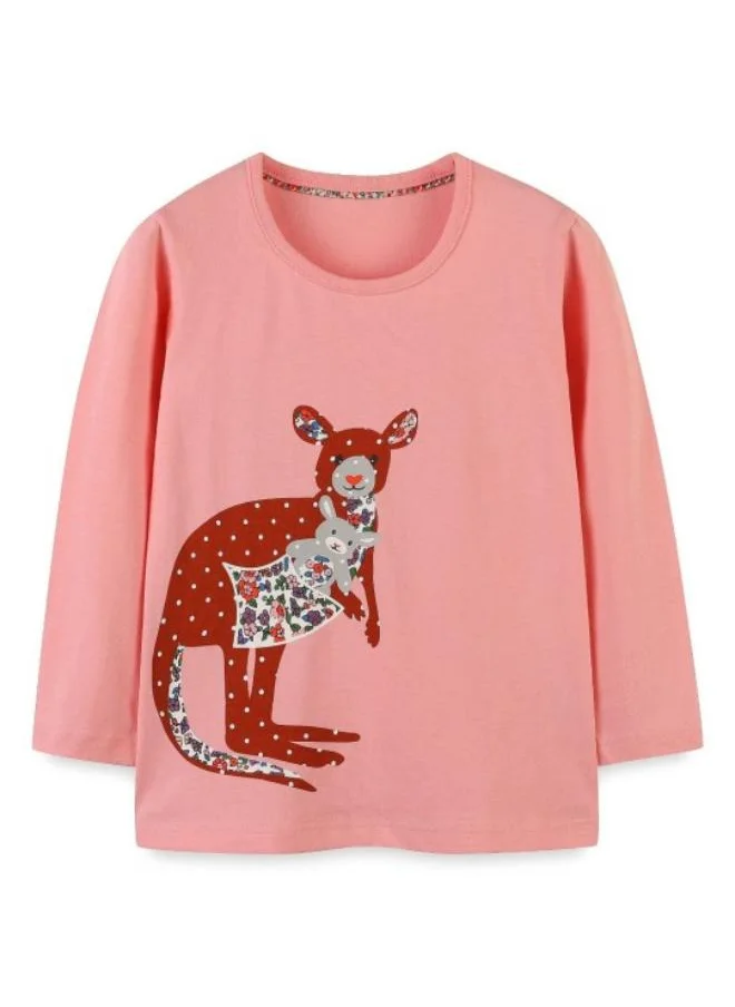 YUNIQEE Pink Printed Long Sleeve Crew Neck T-Shirt