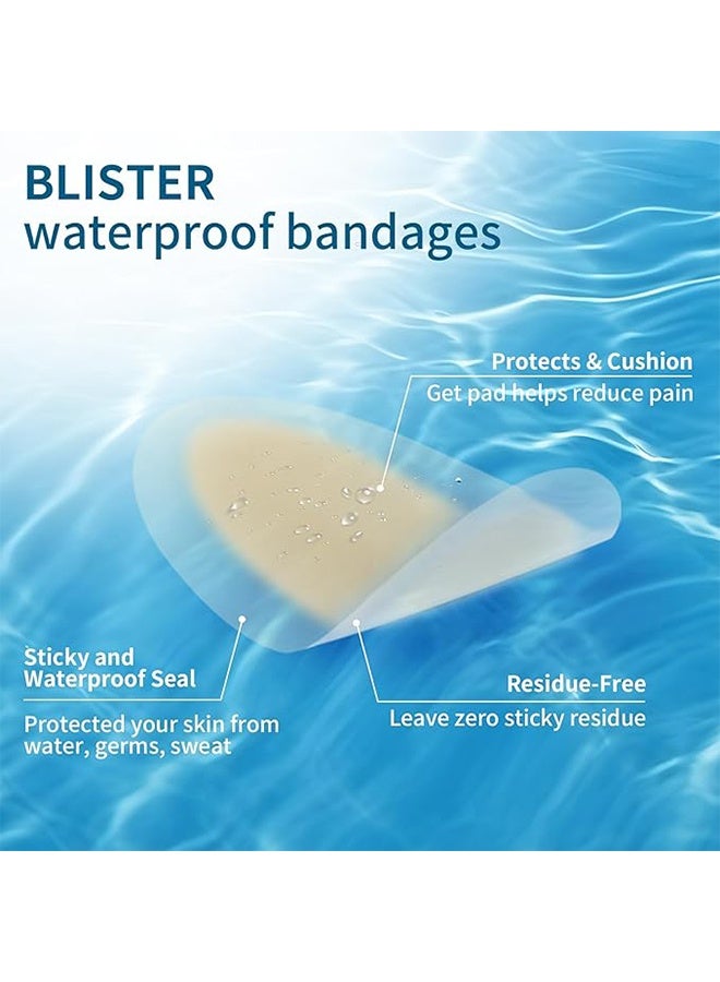 Gel Blister Bandages Blister Cushions - 24Pcs Water Resistant Hydrocolloid Bandages for Heel, Toe & Foot - Blister Pads for Prevention & Recovery - Image 3