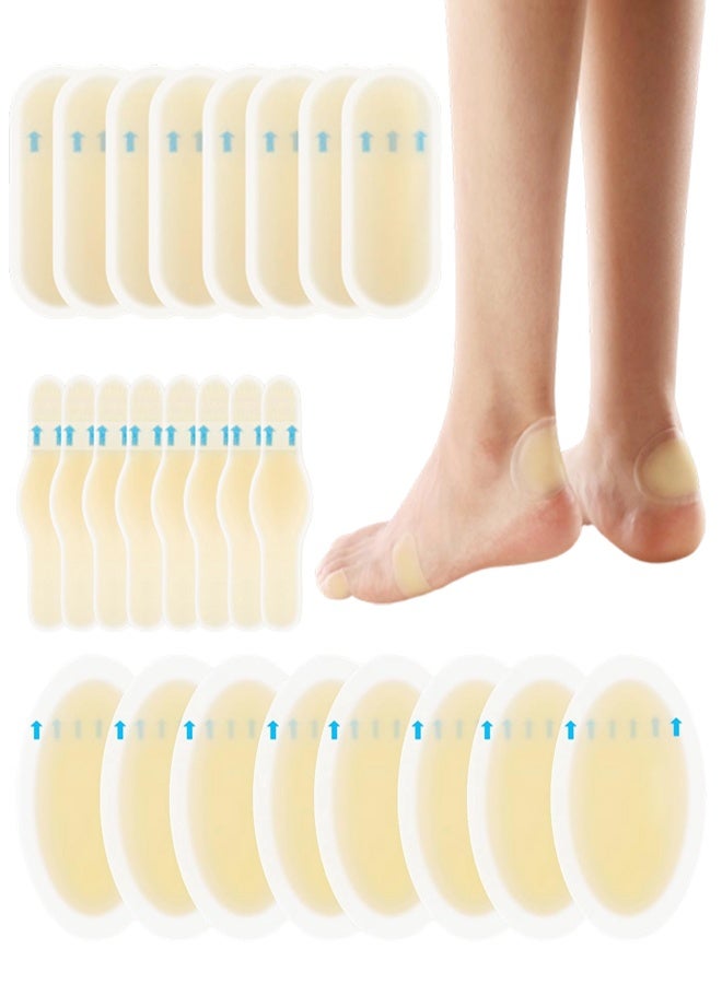 Gel Blister Bandages Blister Cushions - 24Pcs Water Resistant Hydrocolloid Bandages for Heel, Toe & Foot - Blister Pads for Prevention & Recovery - Image 1