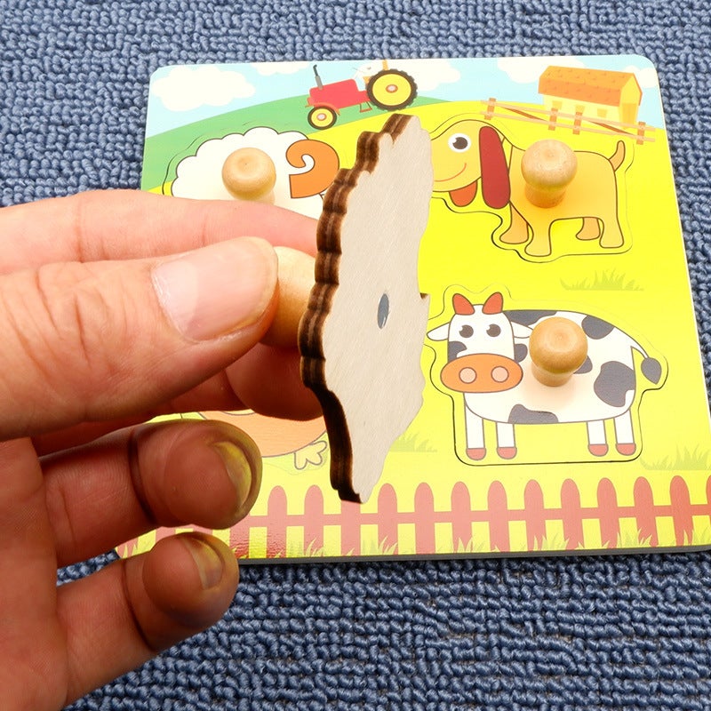 Export Cartoon Fruit Hand-Held Jigsaw Puzzle Educational Toys Montessori Early Education 1-2-3 Years Old Boys And Girls Jigsaw Puzzle - Image 5