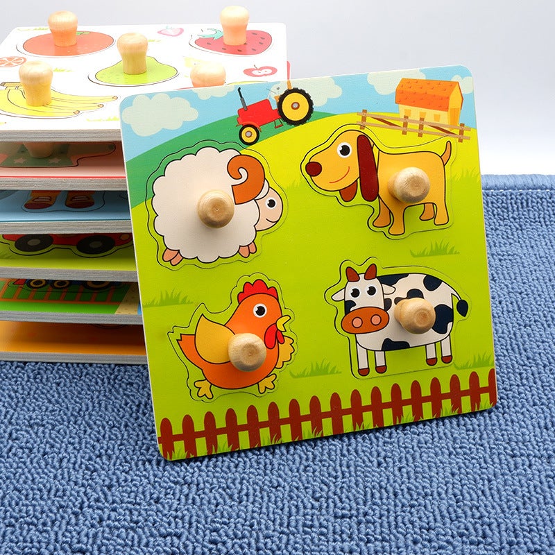 Export Cartoon Fruit Hand-Held Jigsaw Puzzle Educational Toys Montessori Early Education 1-2-3 Years Old Boys And Girls Jigsaw Puzzle - Image 3