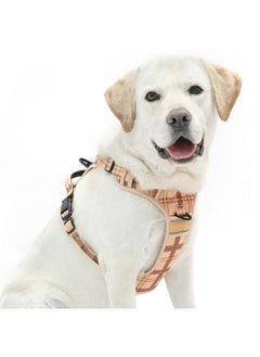 PUPTECK PUPTECK No Pull Dog Harness for Large, Adjustable Reflective Dog Harness with Handle Easy Control, Comfortable Soft Padded Pet Vest Harness for Large Dogs, Plaid Beige L  - Image 1