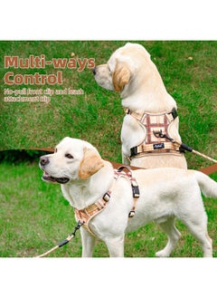 PUPTECK PUPTECK No Pull Dog Harness for Large, Adjustable Reflective Dog Harness with Handle Easy Control, Comfortable Soft Padded Pet Vest Harness for Large Dogs, Plaid Beige L  - Image 5