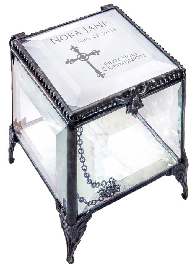 J Devlin Glass Art First Communion Gift for Girls Personalized Clear Beveled Glass Engraved Cross Jewelry Rosary J Devlin Box 326 EB220 - Image 5
