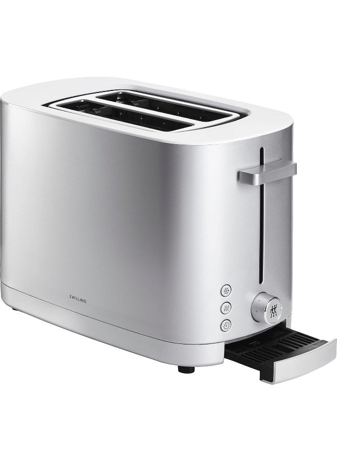 Zwilling ZWILLING Enfinigy 1000 Watt 2 Slot Toaster with Removable Bun Attachment and Removable Crumb Drawer, Silver  - Image 3