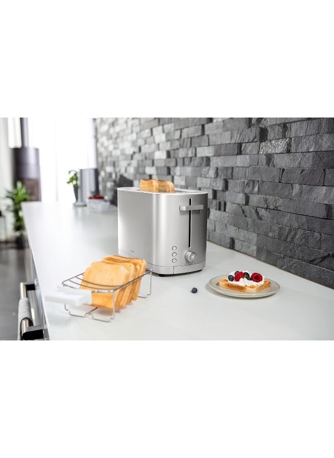 Zwilling ZWILLING Enfinigy 1000 Watt 2 Slot Toaster with Removable Bun Attachment and Removable Crumb Drawer, Silver  - Image 5