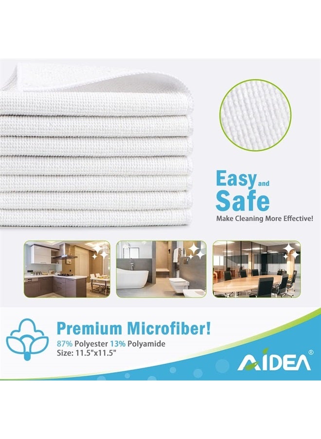 AIDEA Microfiber Cleaning Cloths White-24PK, Absorbent Cleaning Rags, Lint-Free, Scratch-Free, Streak-Free Wash Cloths, Microfiber Cloth, Dish Towels White, Bar Rags(11.5 in.x 11.5 in.) - Image 2