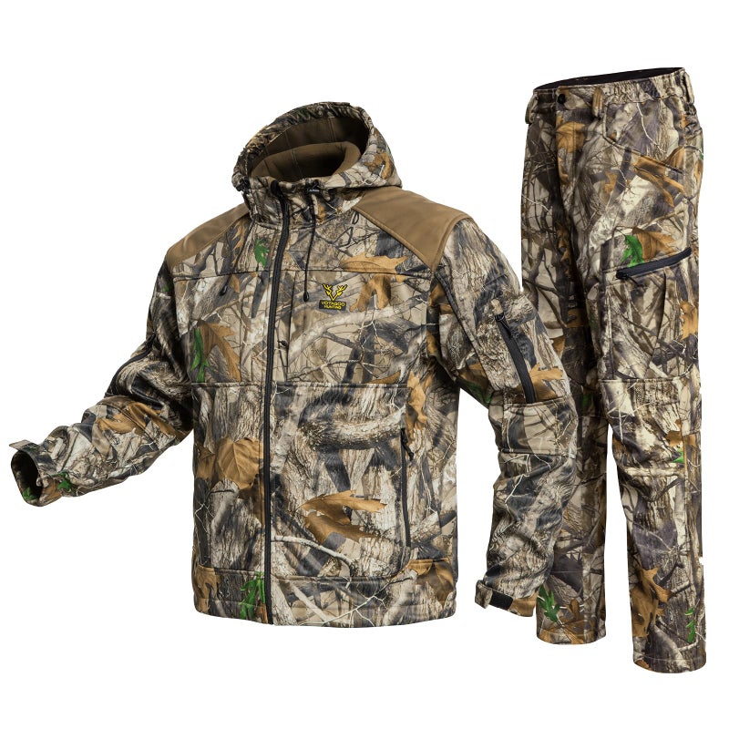 VOTAGOO Quiet Hunting Suit Camouflage Clothes Clothing Gear Hoodie Jacket Pants For Men US Alpha Large Regular Regular Next Camo G2 - Image 2