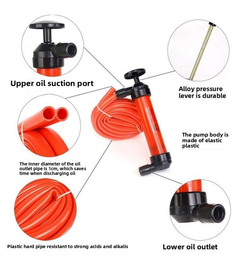 Manual Hand Pump Car Oil Extractor Suction Tool Oil Changer 2 In 1 Sucker Inflator Emergency Compact Design High Suction High Quality Material OPP Bag Packaging 380g - Image 5