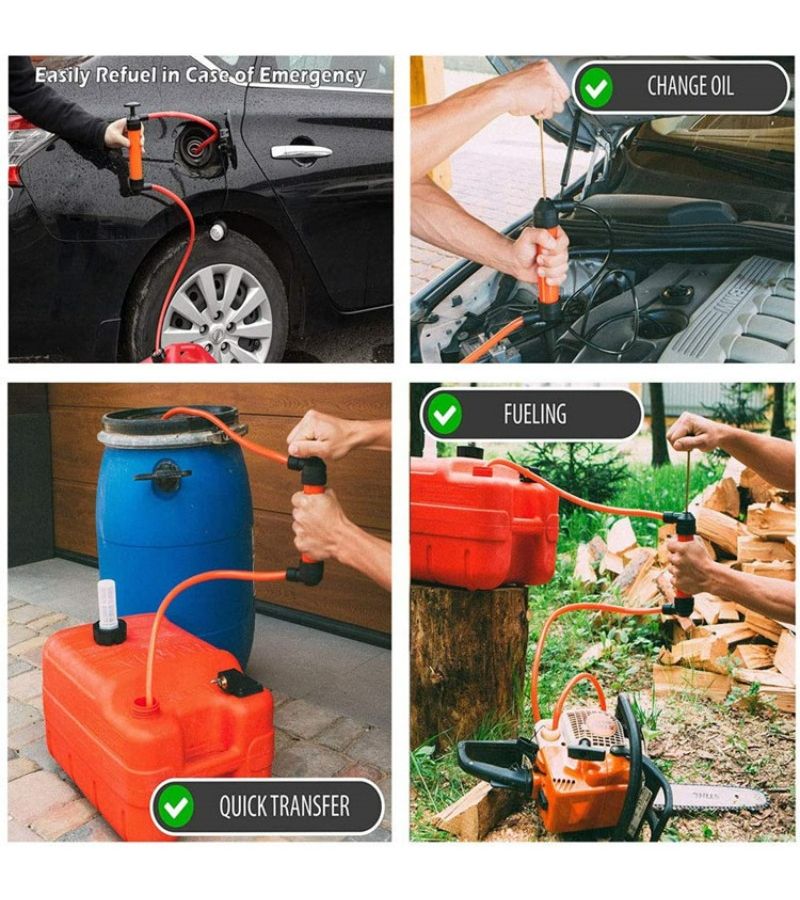 Manual Hand Pump Car Oil Extractor Suction Tool Oil Changer 2 In 1 Sucker Inflator Emergency Compact Design High Suction High Quality Material OPP Bag Packaging 380g - Image 4