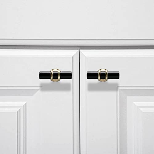 LEIFENY 10 Pack Black and Gold Cabinet Pulls T Bar, Single Hole Knobs for Kitchen Bathroom Cupboard, Pull Handles for Dresser Drawer - Image 5