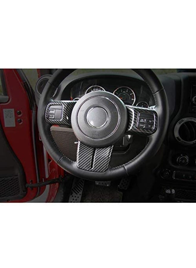 KISSUN Interior Steering Wheel Decoration Trim Kits For Jeep Wrangler 2011-2017 JK Unlimited Patriot Compass & Grand Cherokee 2011-2013 (Carbon fiber texture) - Image 5