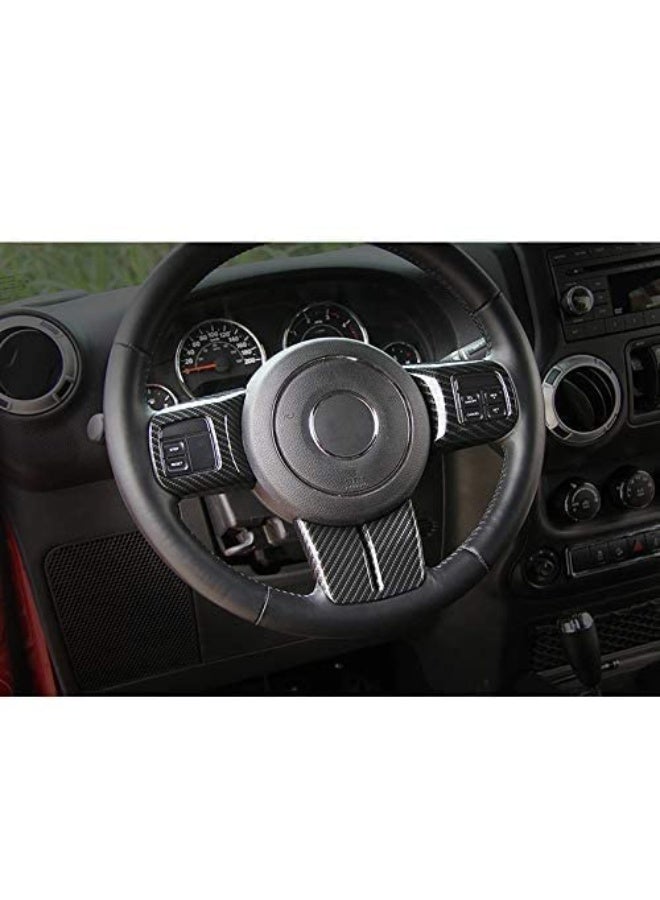 KISSUN Interior Steering Wheel Decoration Trim Kits For Jeep Wrangler 2011-2017 JK Unlimited Patriot Compass & Grand Cherokee 2011-2013 (Carbon fiber texture) - Image 4