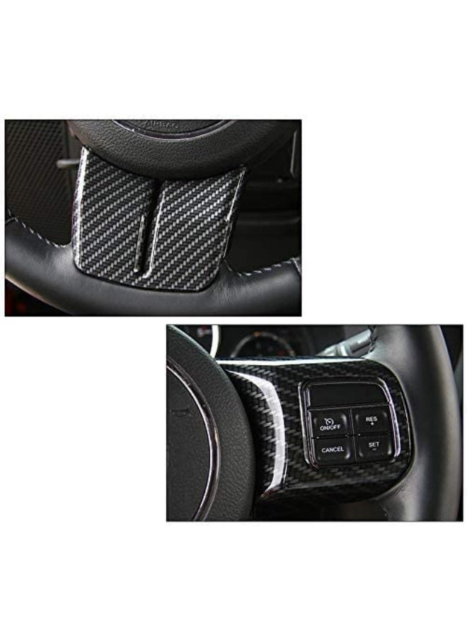 KISSUN Interior Steering Wheel Decoration Trim Kits For Jeep Wrangler 2011-2017 JK Unlimited Patriot Compass & Grand Cherokee 2011-2013 (Carbon fiber texture) - Image 3